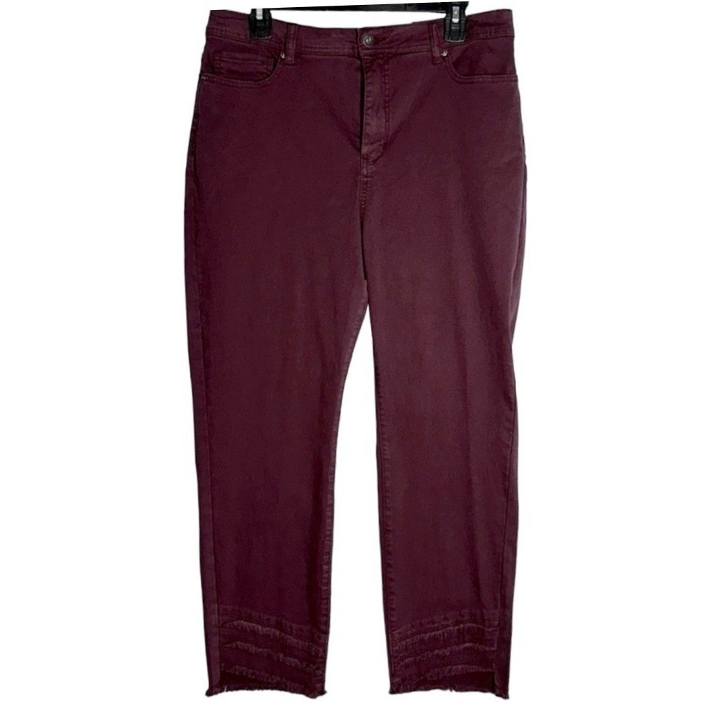 John Mark Size 16 Skinny‎ Crop High Society Frayed Jeans Plum  Frayed Jeans